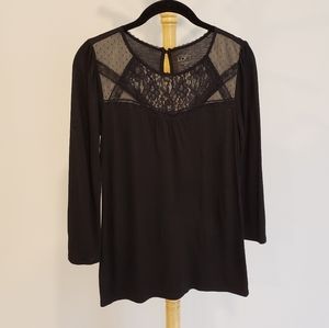 Loft Lace Embellished 3/4 Sleeve Shirt, XS